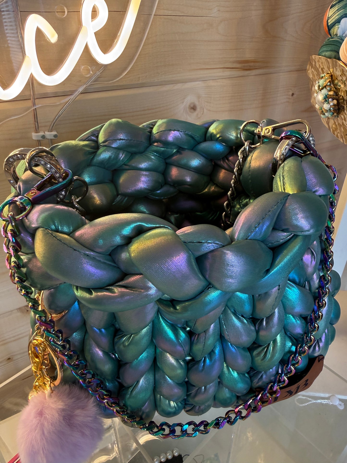 The Mermaid Bag | Iridescent Chunky Knit | LYBags Plush Luxe Collection