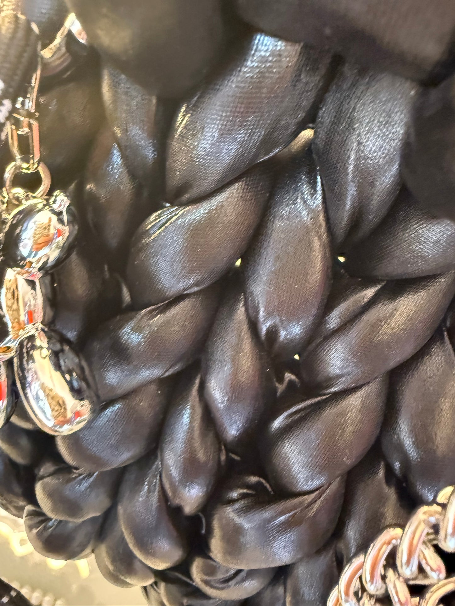 The Onyx Bag | Black Chunky Braided Leather | LYBags Plush Luxe Collection