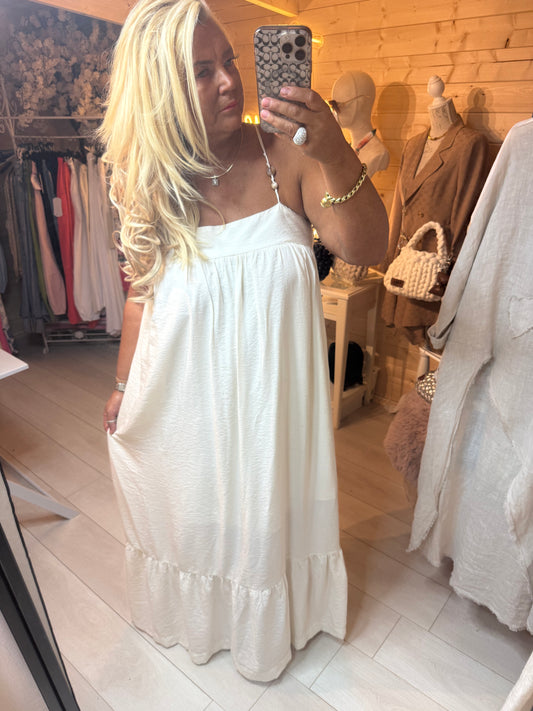 Portofino Cream Tiered Maxi Dress | One Size 12-18