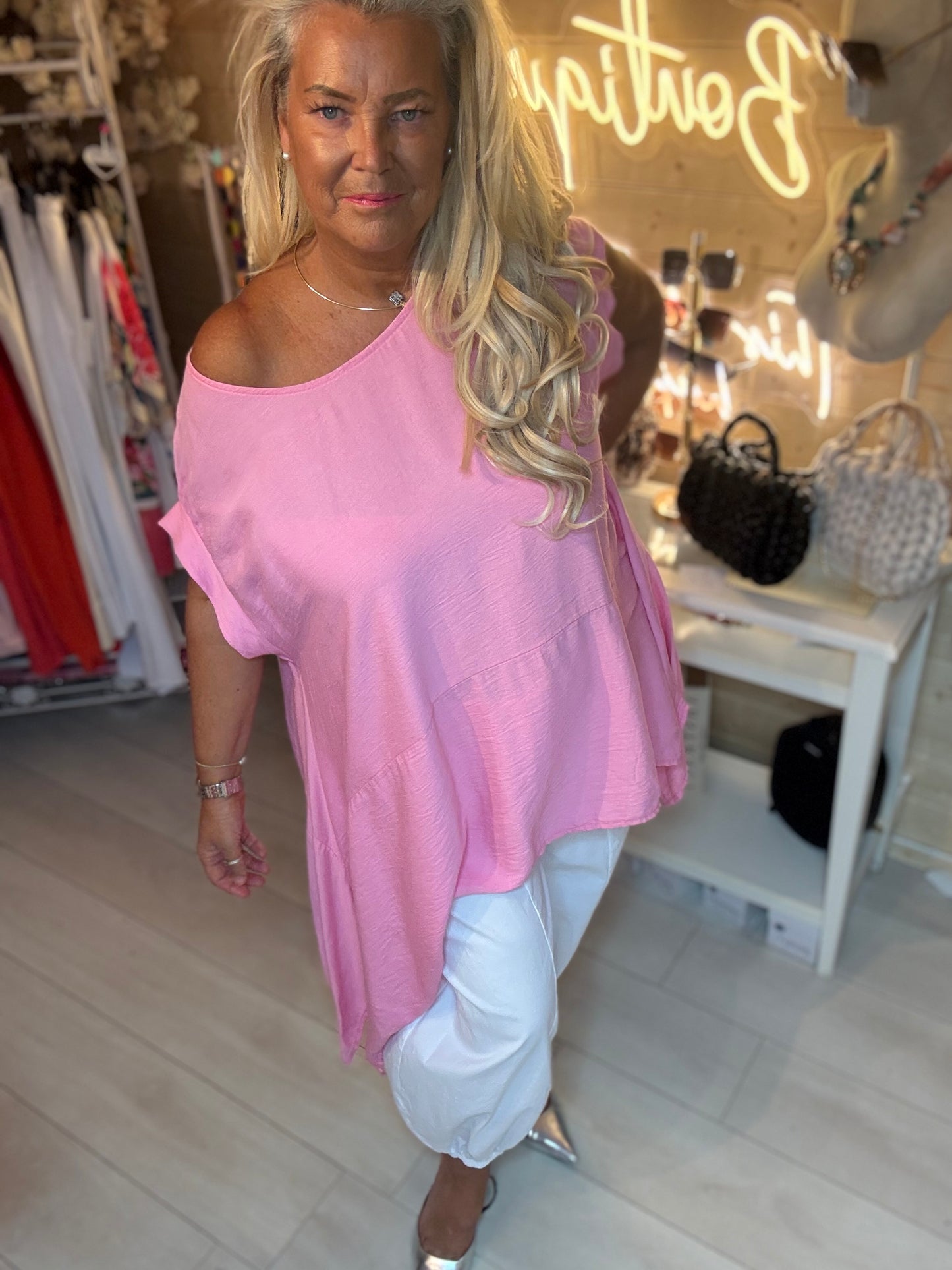 Sorento Pink Oversized Top | One Size 12-22