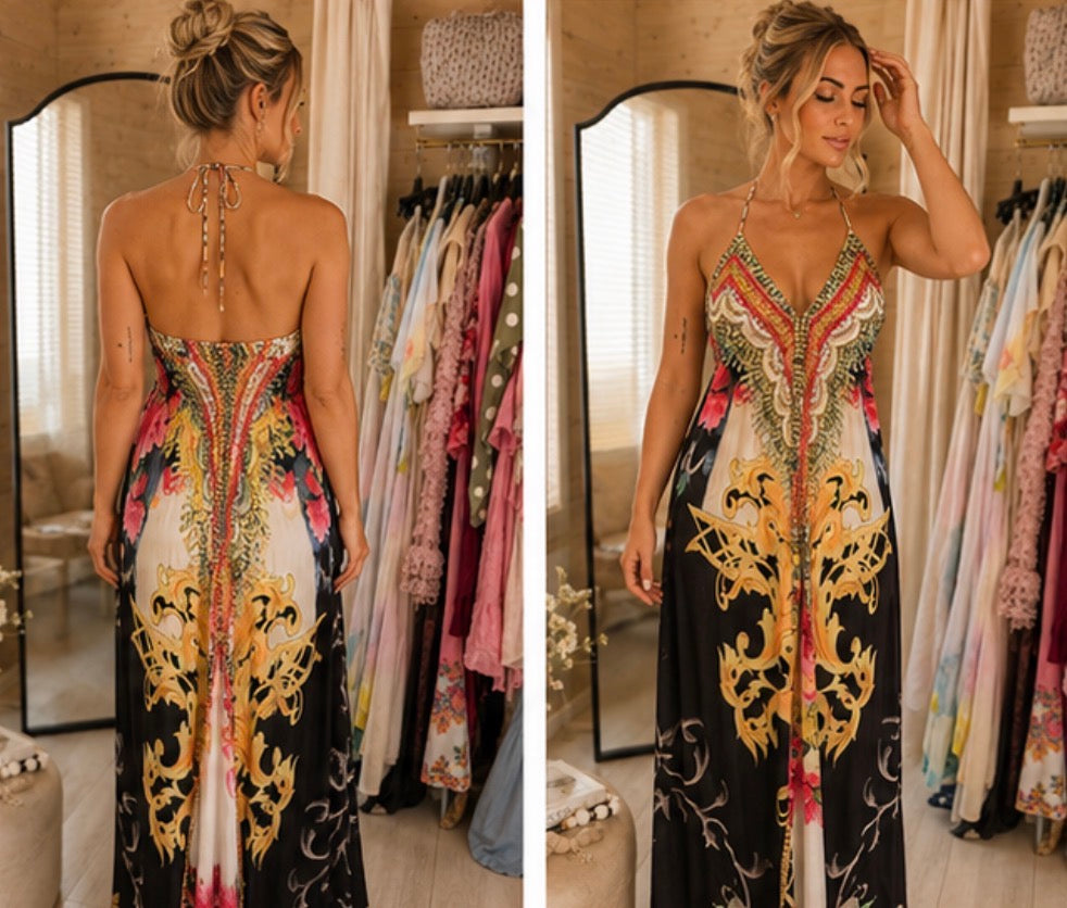 Baroque Embellished Halterneck Maxi Dress One Size 8-16