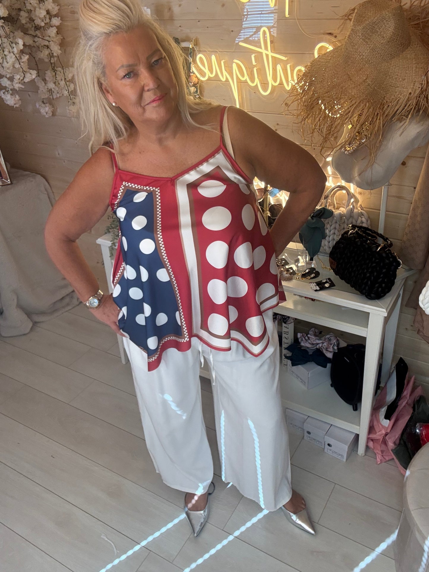 Riviera Polka Dot Cami Top One Size 8-16 (Small on Bust)