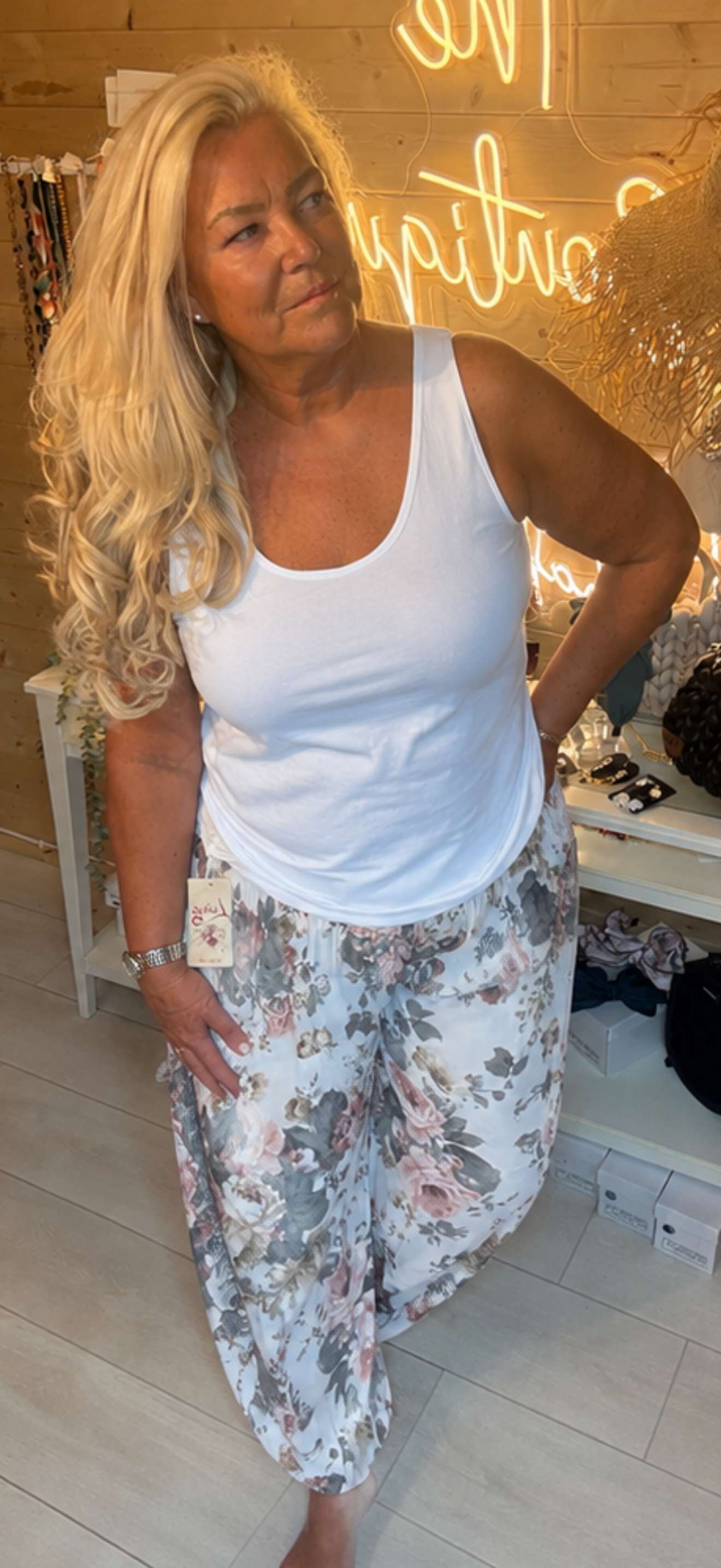 Peony Floral Print Harem Trousers One Size 8-18