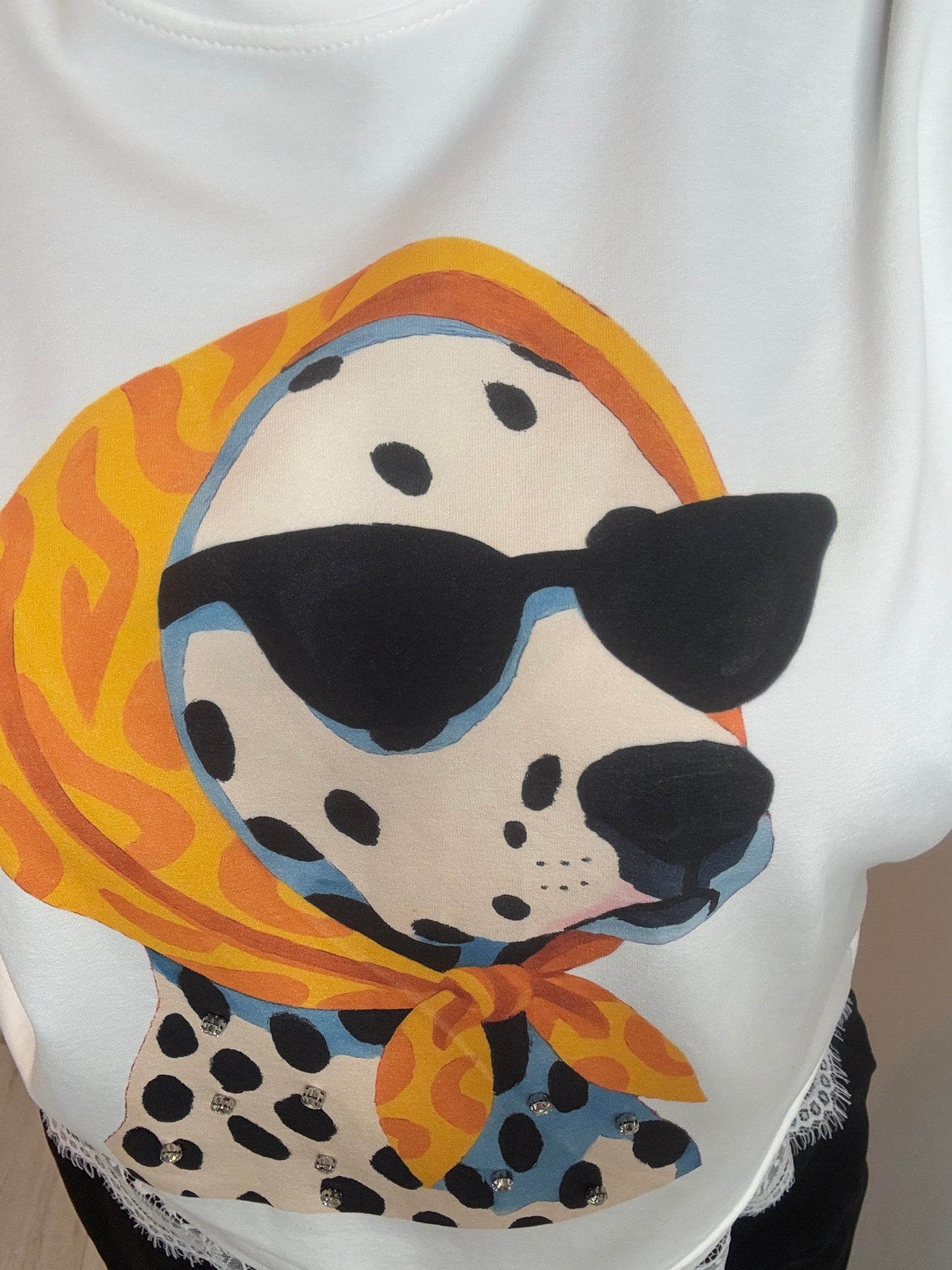 Dog 2 T-Shirt with Lace Trim