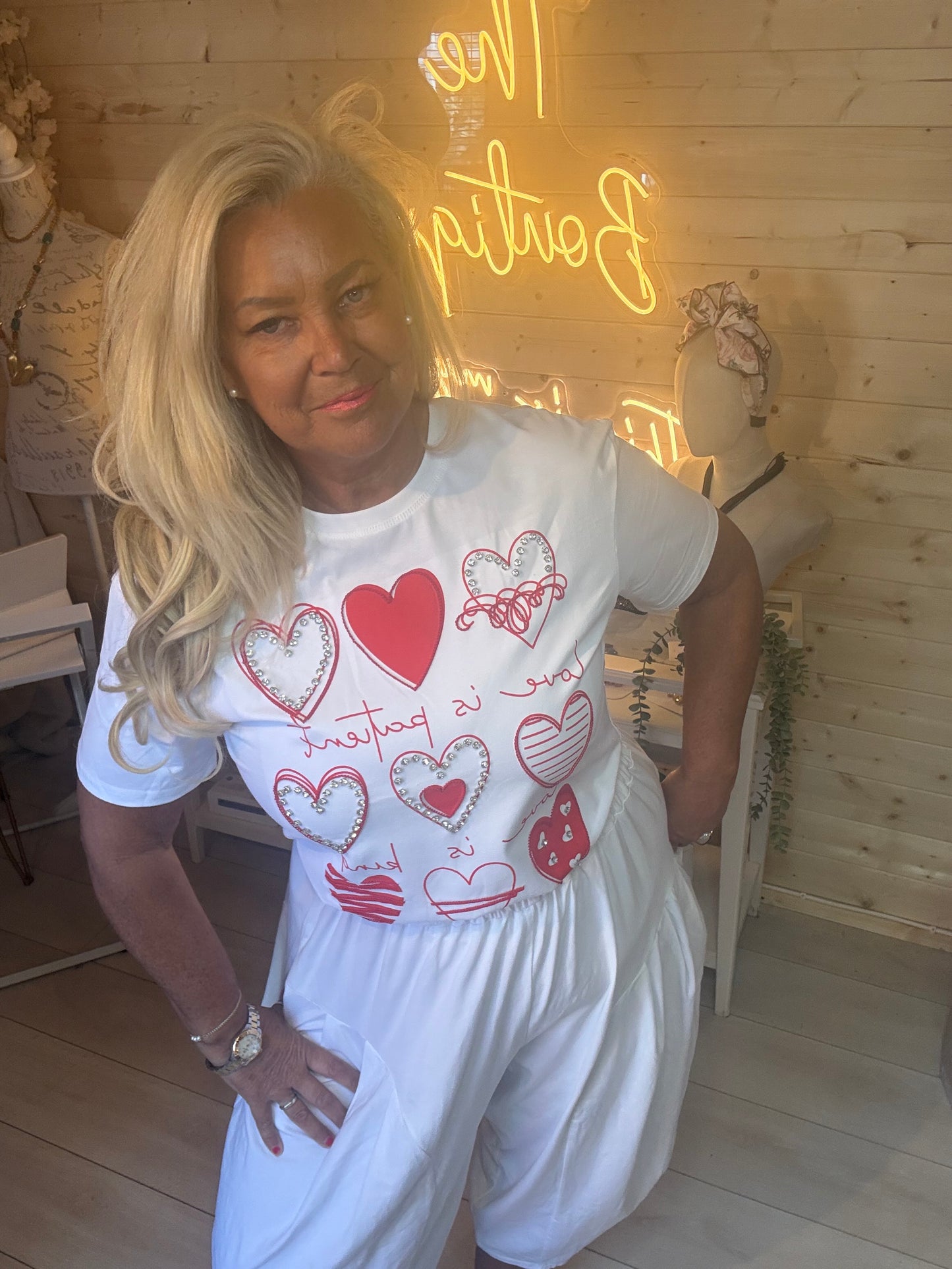Heart Embellished T Shirt