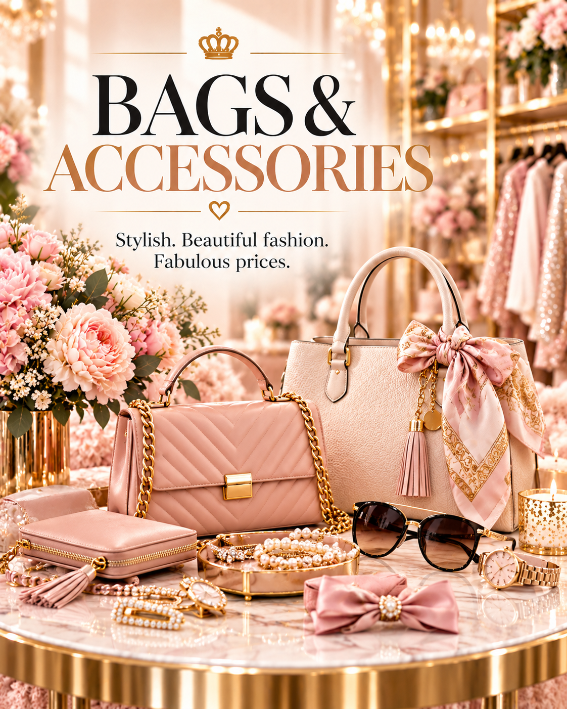 Women's bags and accessories collection at The Ultimate Ladies Boutique