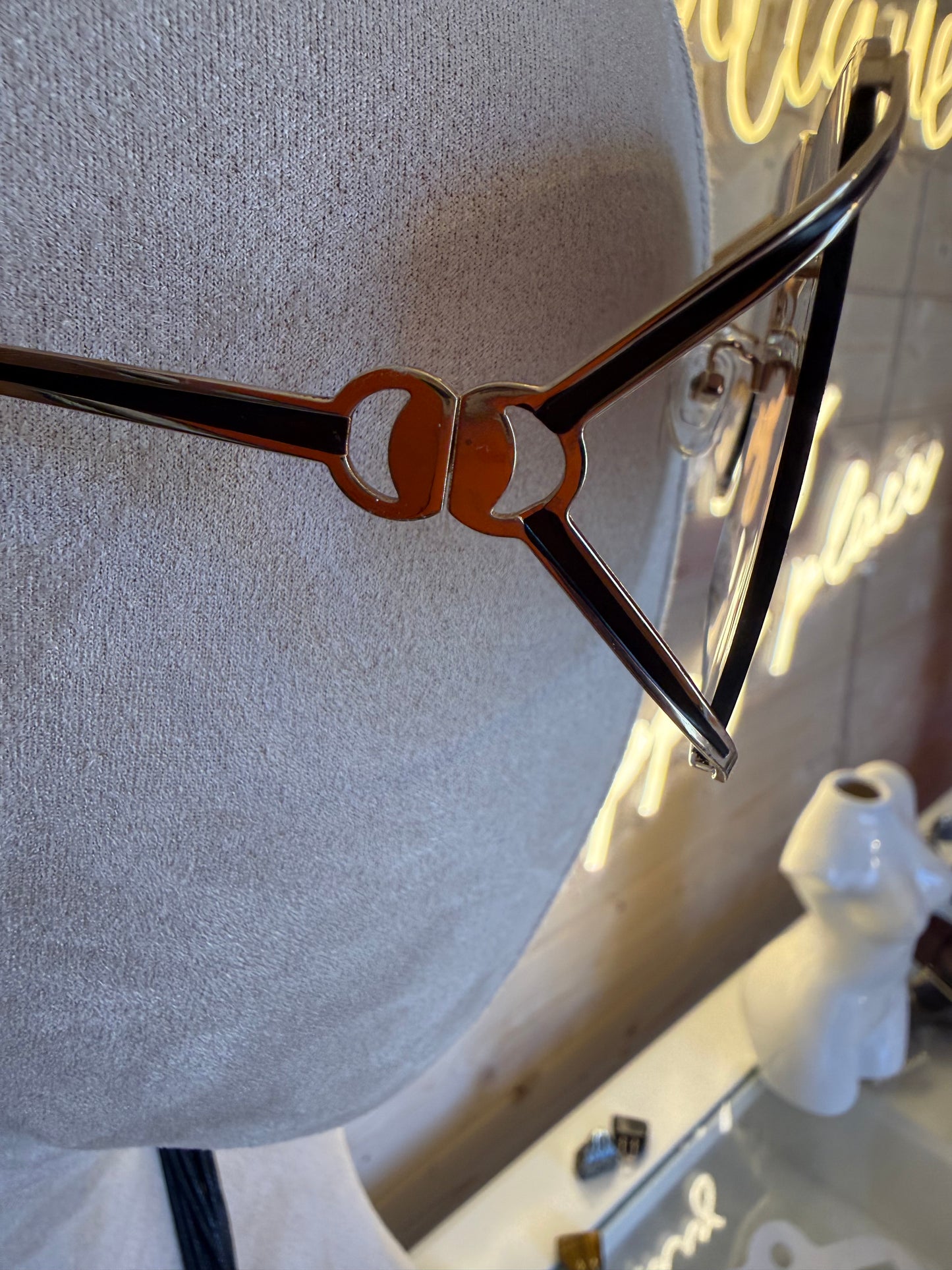 Oversized Square Aviator Sunglasses – Brown Gradient Gold CD Detail