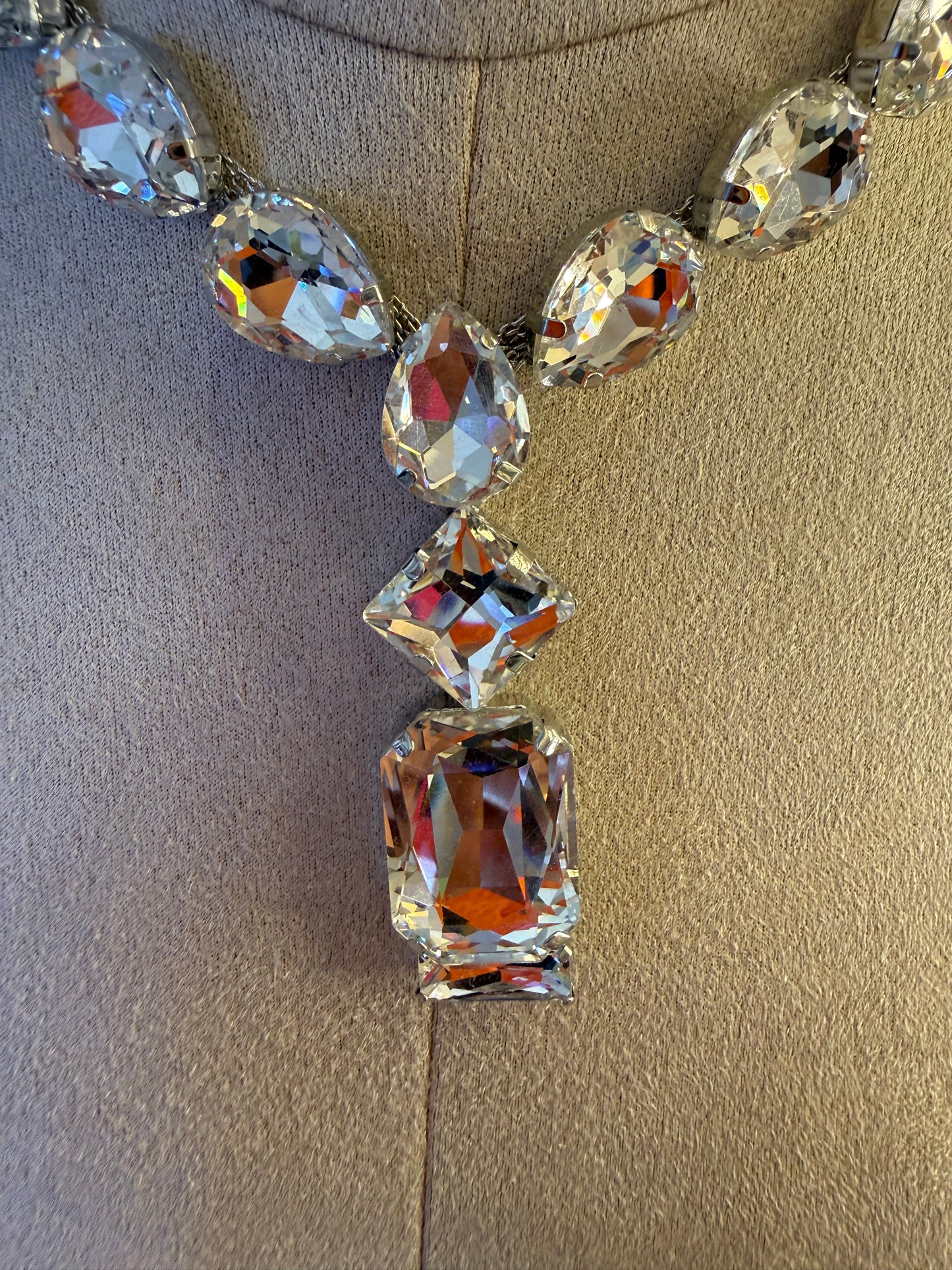 Crystal Diamond Drop Necklace & Earring Set