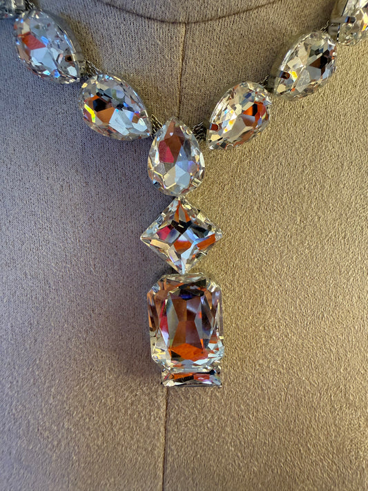 Crystal Diamond Drop Necklace & Earring Set