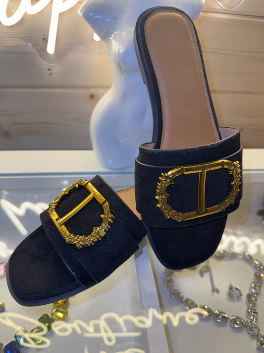 Luxe Gold Buckle Sliders
