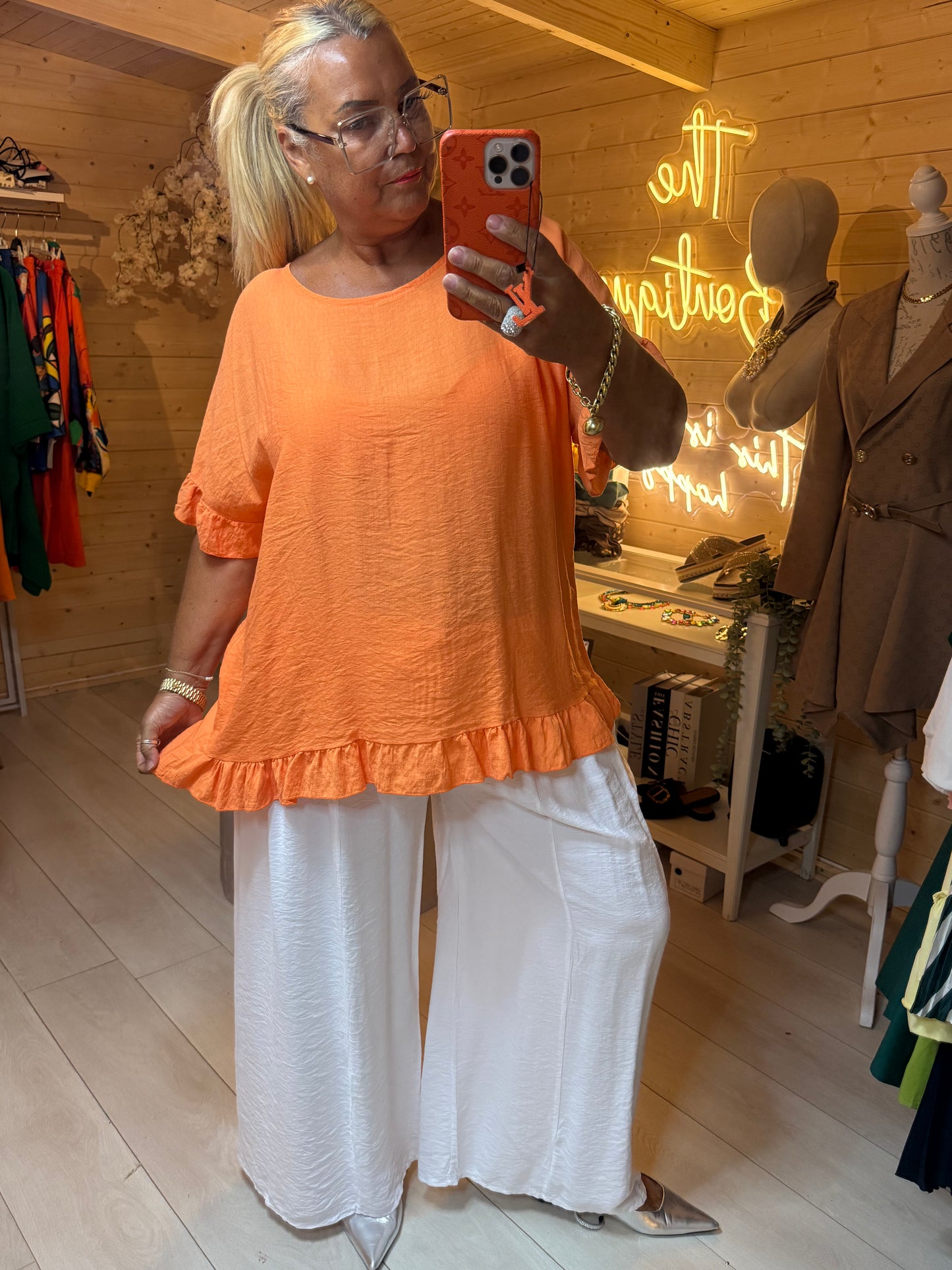Clara Top | Available in White, Taupe & Orange | One Size 8-20