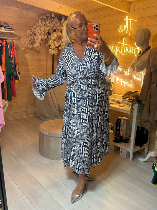 Monique Dress | Greek Key Print | One Size 8-24