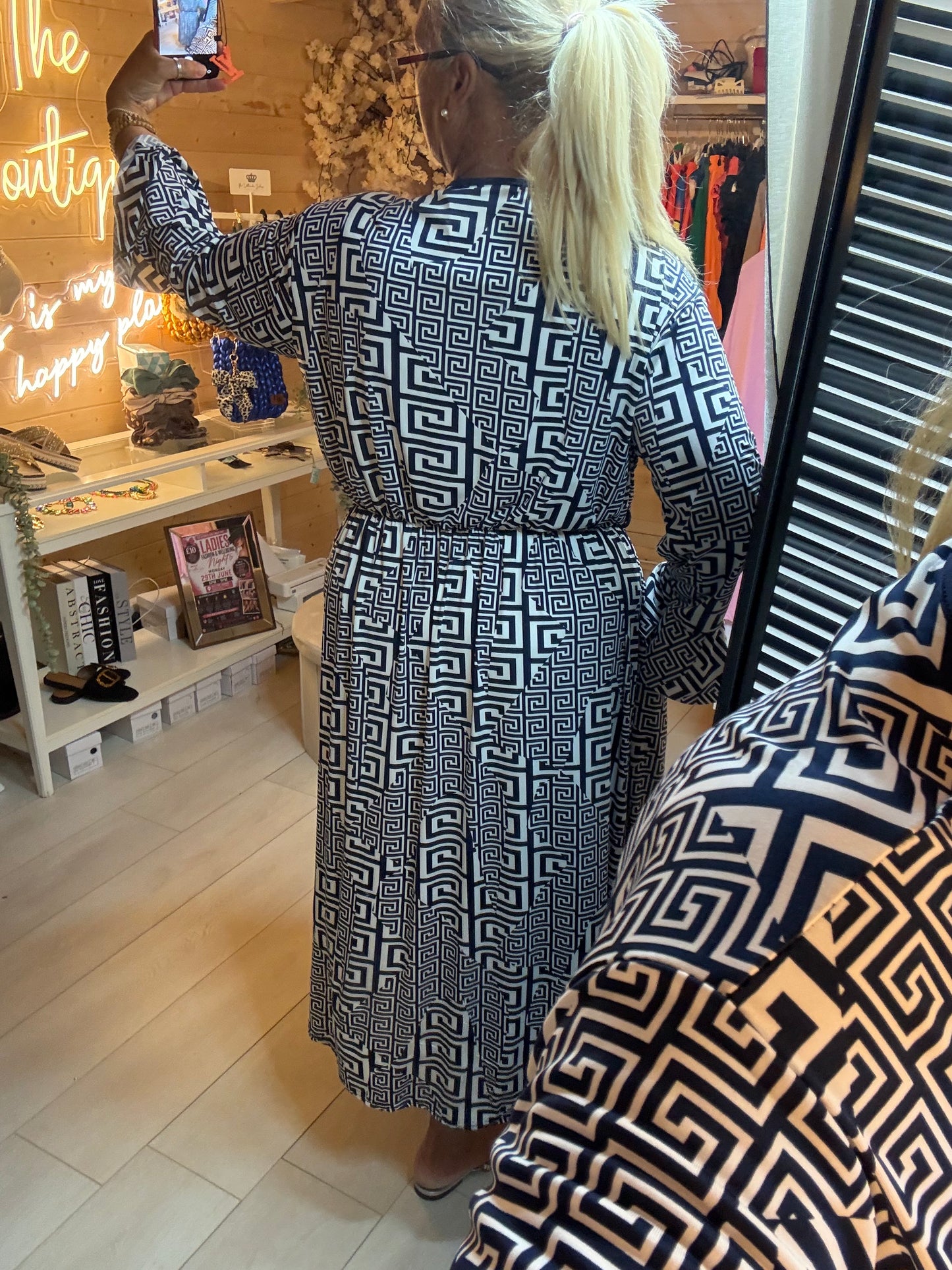 Monique Dress | Greek Key Print | One Size 8-24