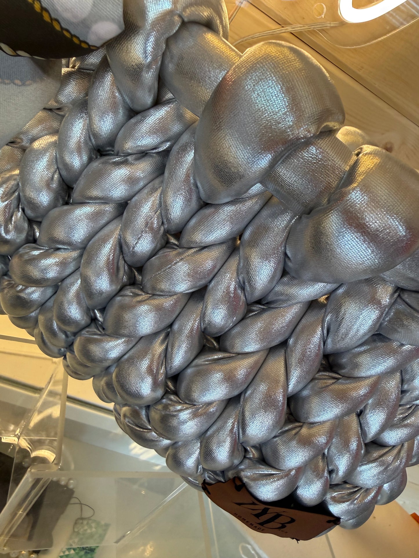 The Silversmith Bag | Chunky Knit Silver | LYBags Plush Luxe Collection