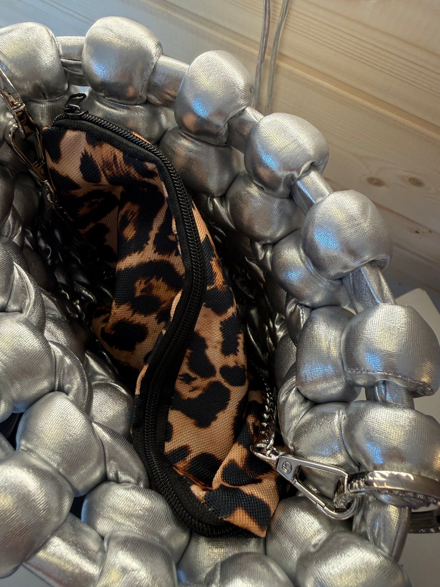 The Silversmith Bag | Chunky Knit Silver | LYBags Plush Luxe Collection