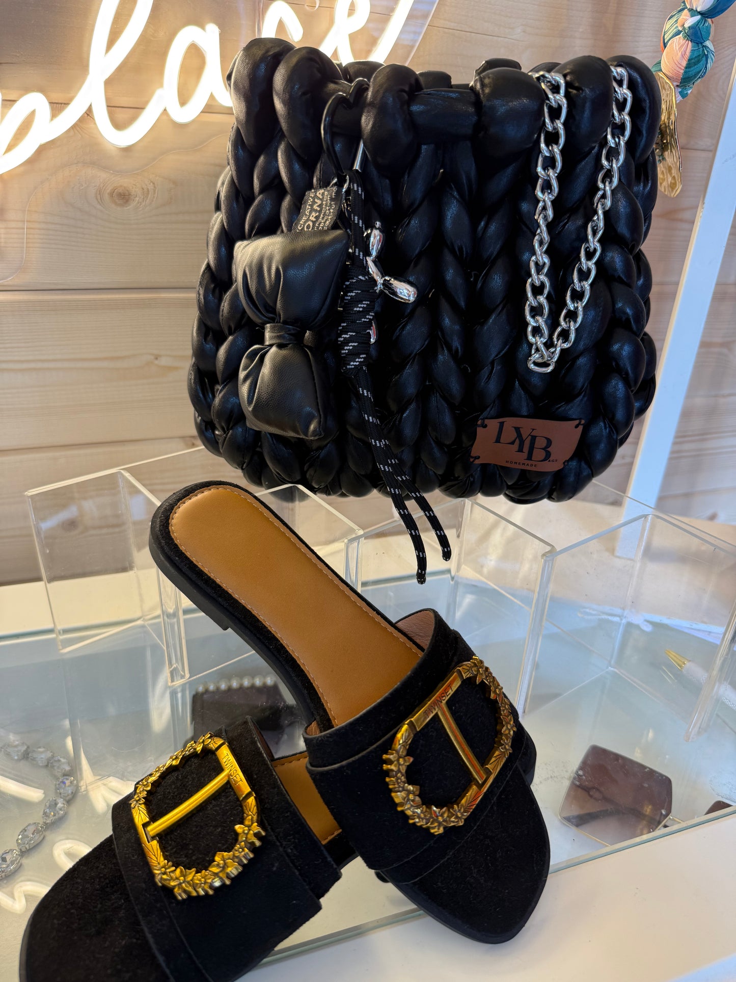 The Onyx Bag | Black Chunky Braided Leather | LYBags Plush Luxe Collection