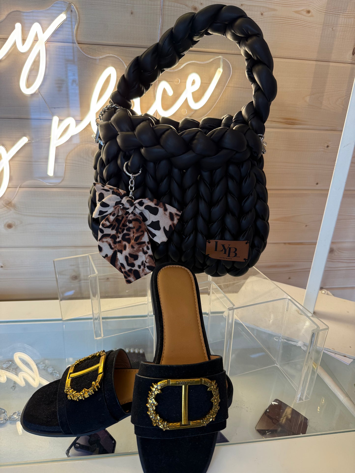 The Panther Bag | Puffy Braided Black | LYBags Plush Luxe Collection