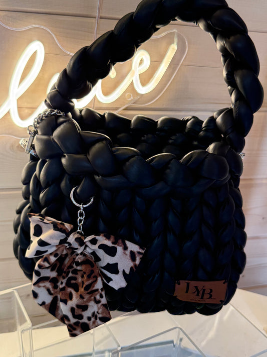 The Panther Bag | Puffy Braided Black | LYBags Plush Luxe Collection