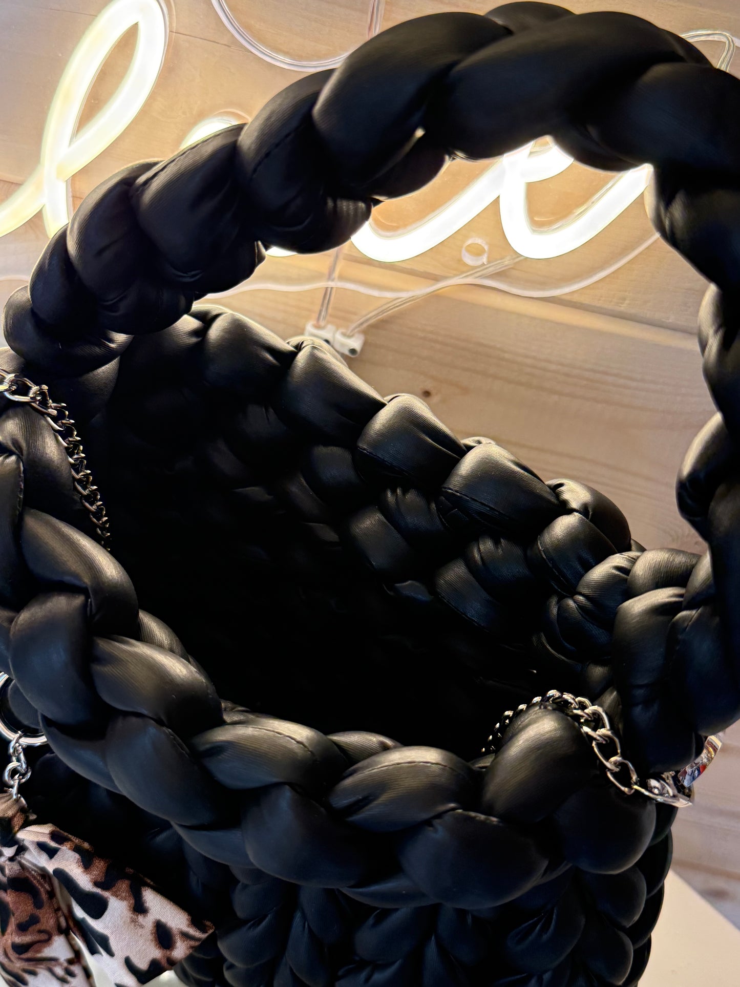 The Panther Bag | Puffy Braided Black | LYBags Plush Luxe Collection