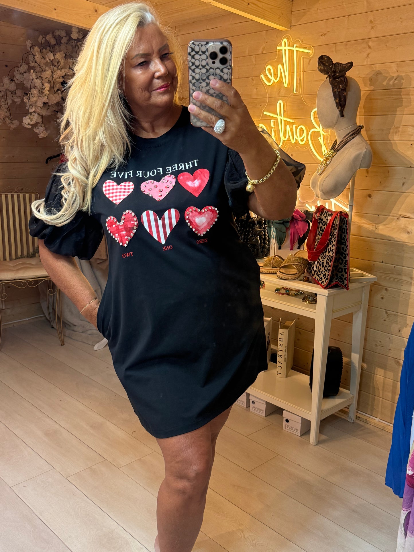Heart Slogan Oversized T-Shirt Dress