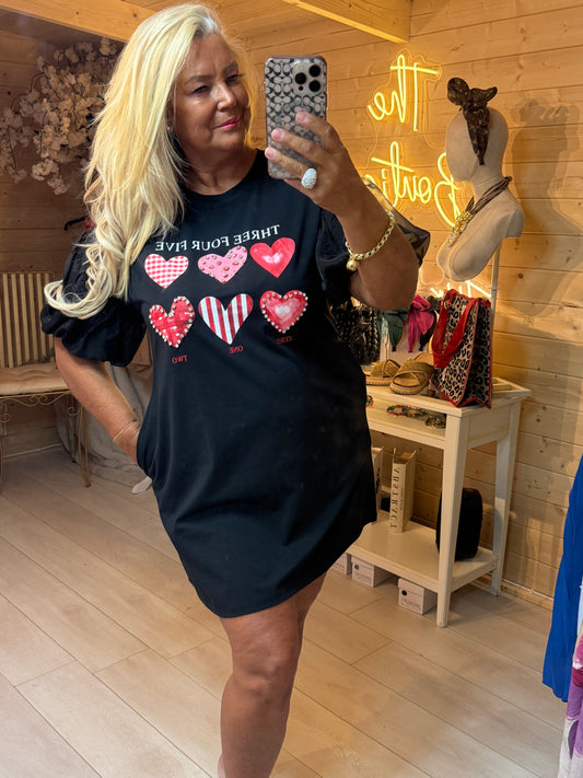 Heart Slogan Oversized T-Shirt Dress