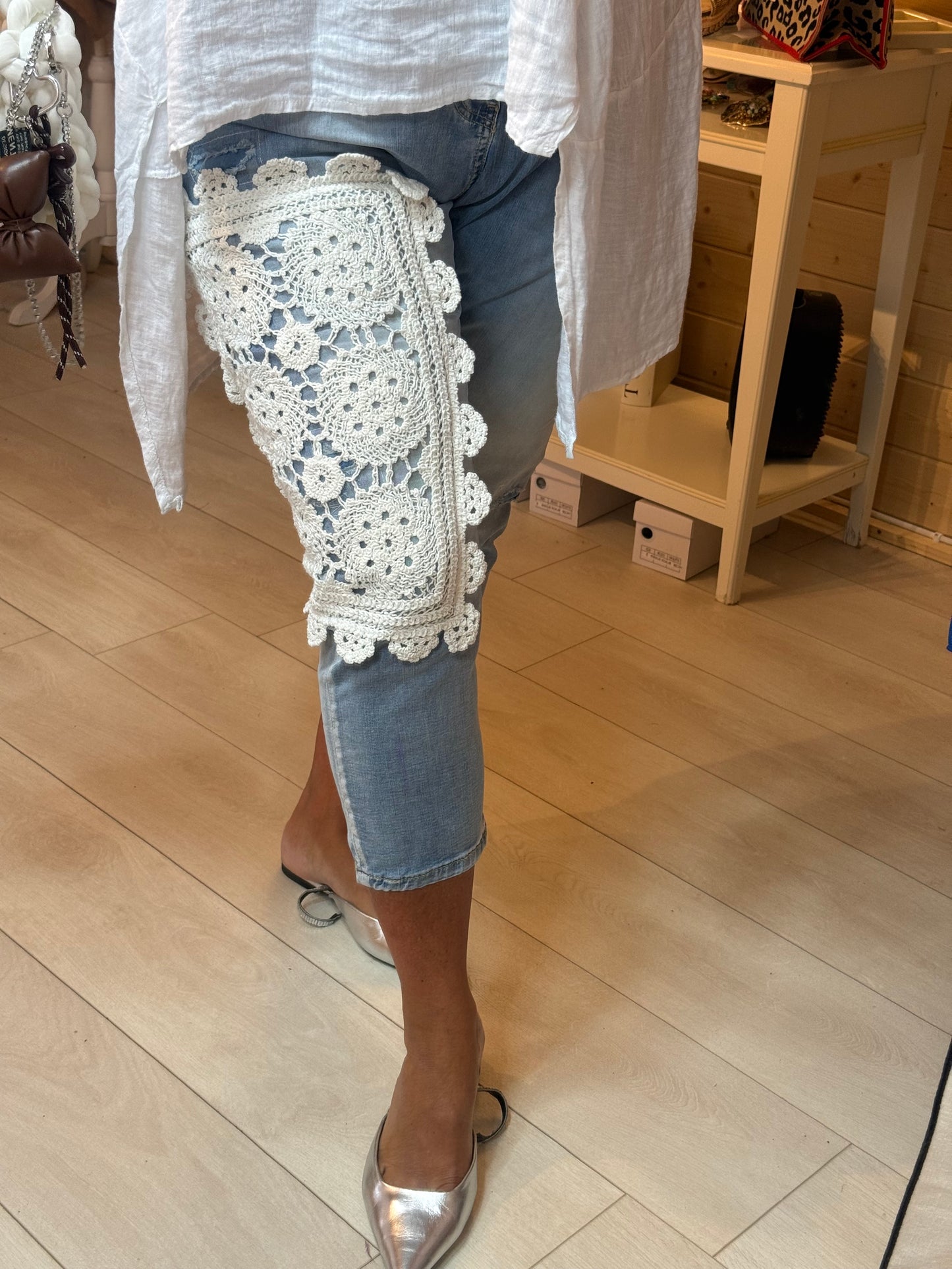 Crochet Lace Patch Jeans
