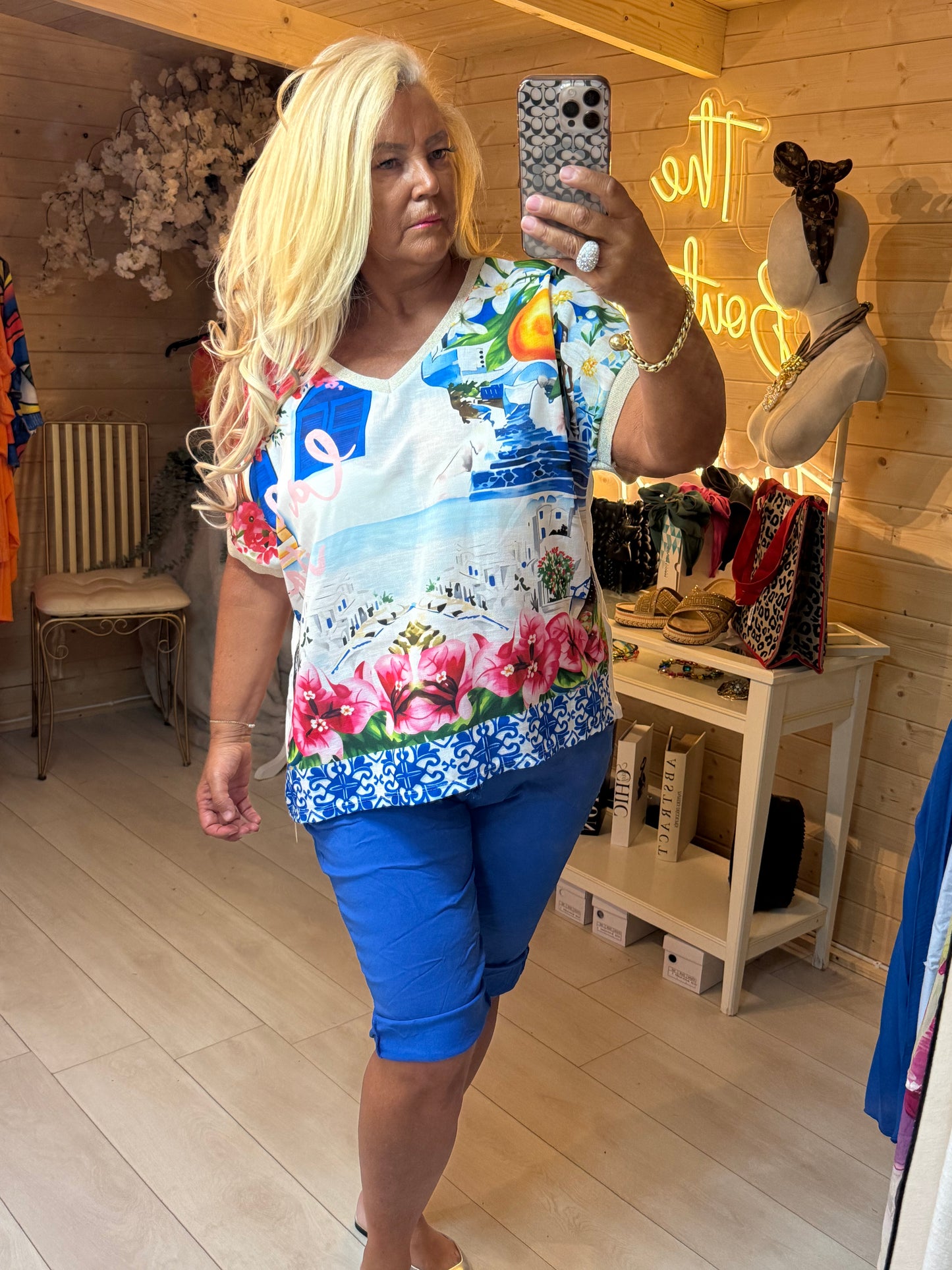 Mediterranean Bloom Print Top