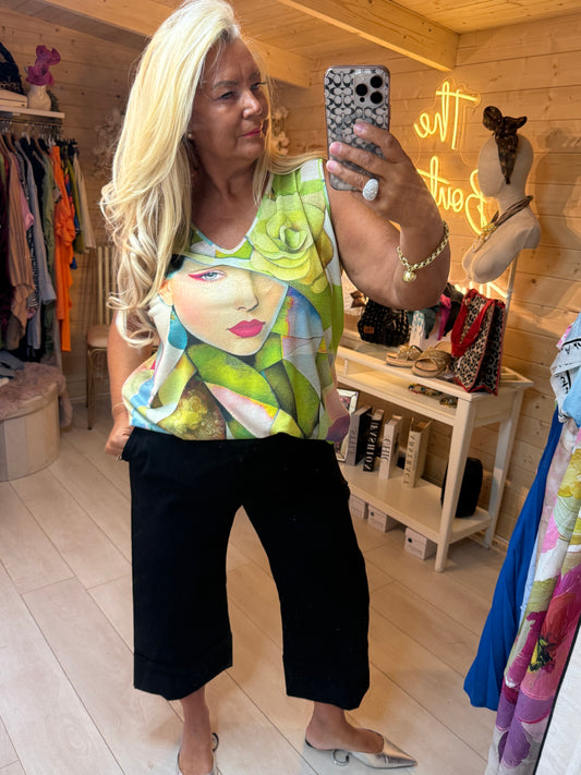 Abstract Shimmer Face Vest Top
