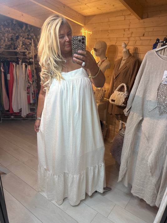 Portofino Cream Tiered Maxi Dress | One Size 12-18