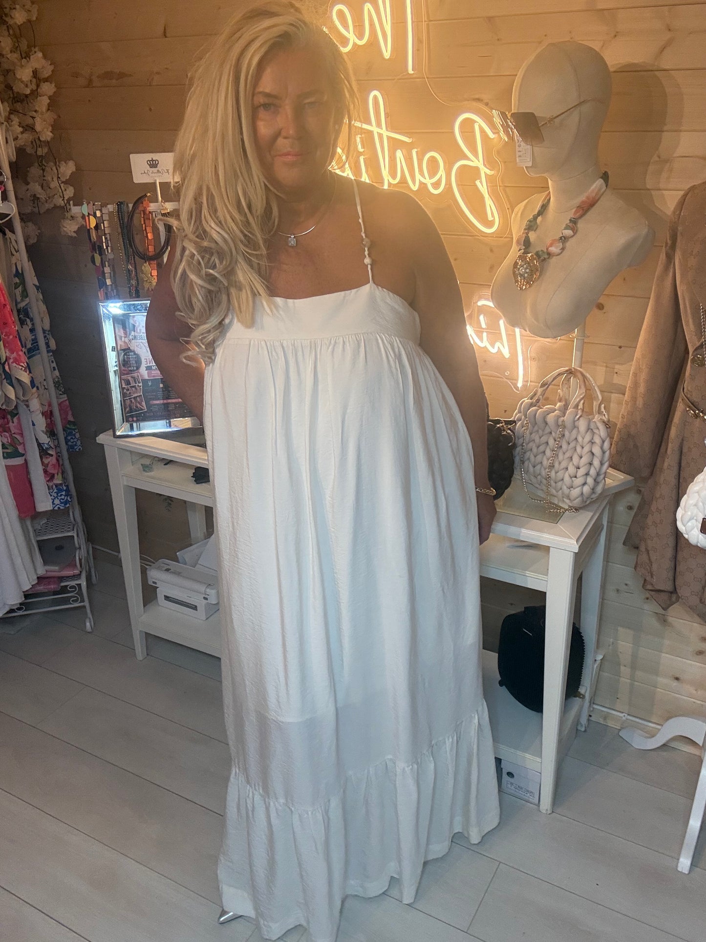 Portofino Cream Tiered Maxi Dress | One Size 12-18