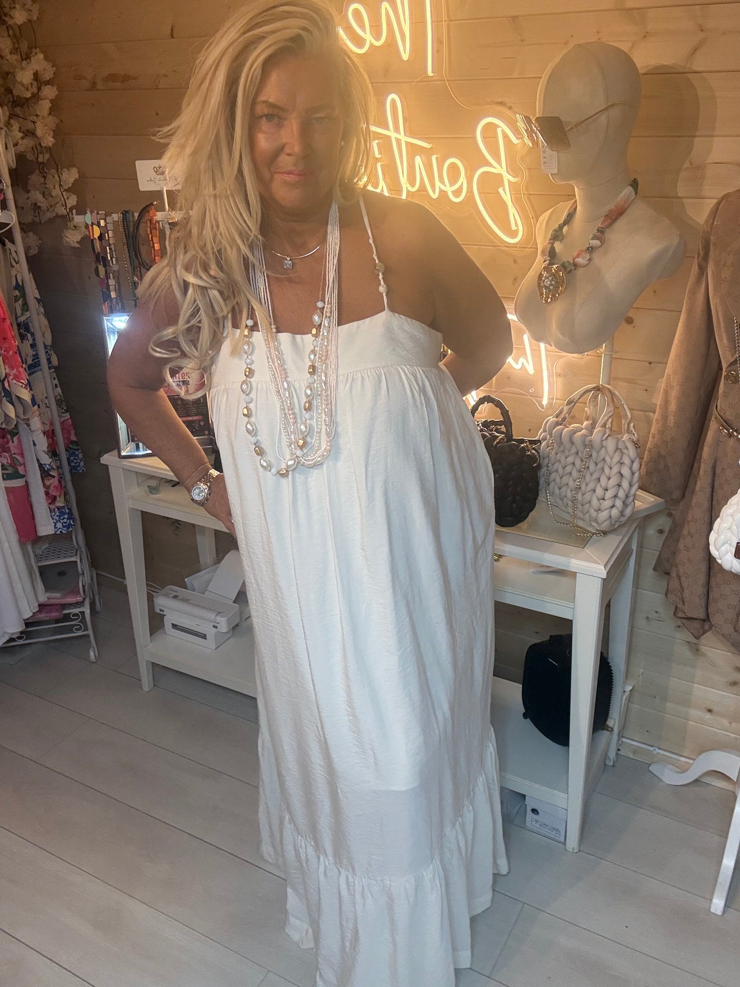 Portofino Cream Tiered Maxi Dress | One Size 12-18