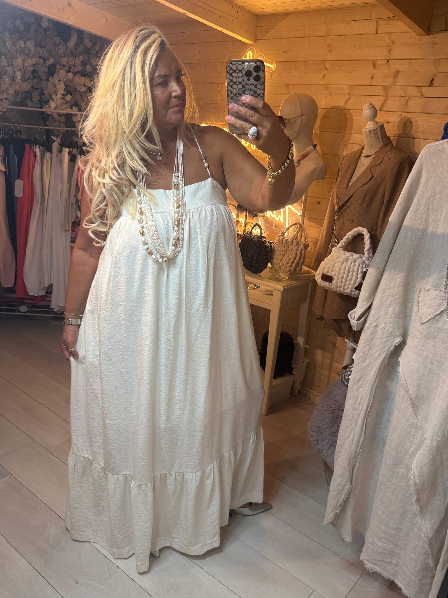 Portofino Cream Tiered Maxi Dress | One Size 12-18