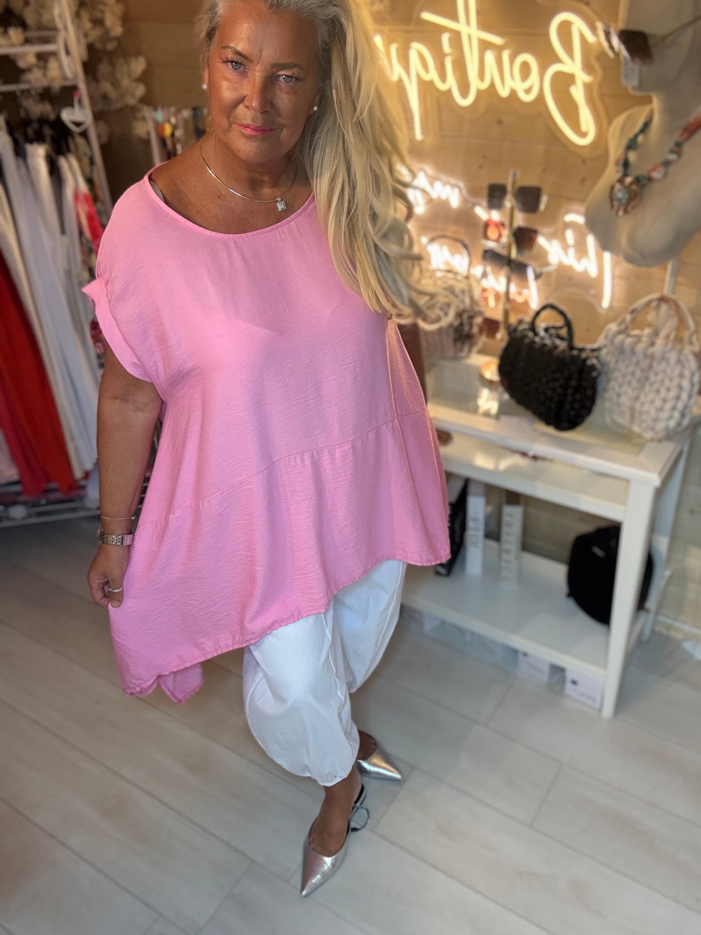 Sorento Pink Oversized Top | One Size 12-22