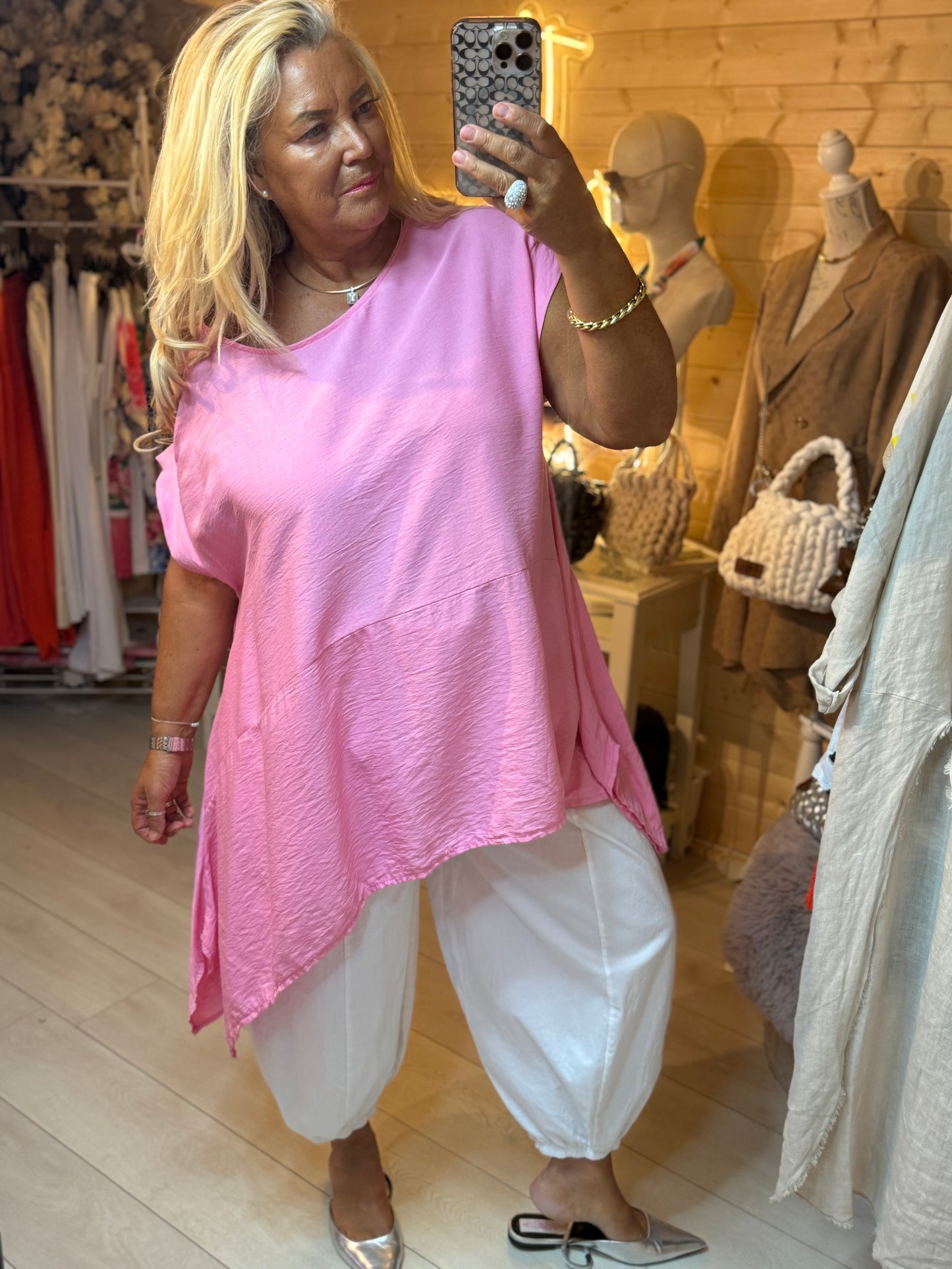 Sorento Pink Oversized Top | One Size 12-22