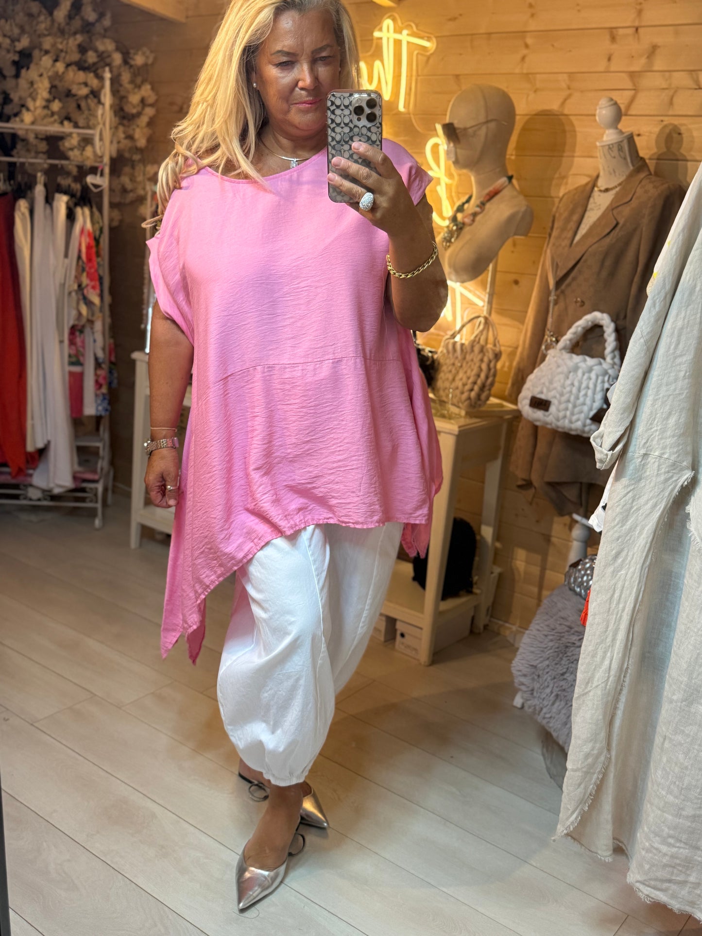 Sorento Pink Oversized Top | One Size 12-22