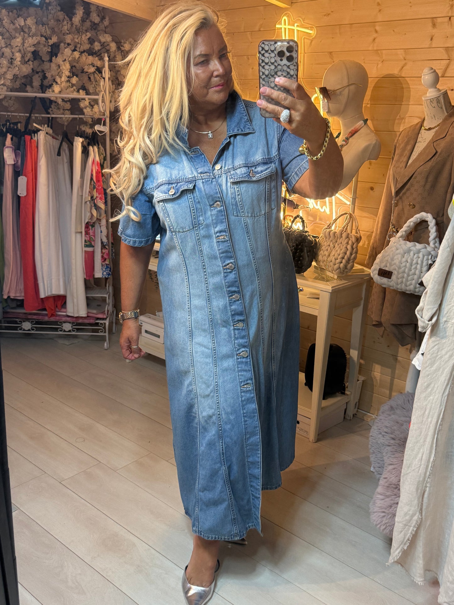 Monaco Denim Shirt Maxi Dress | One Size 12-18