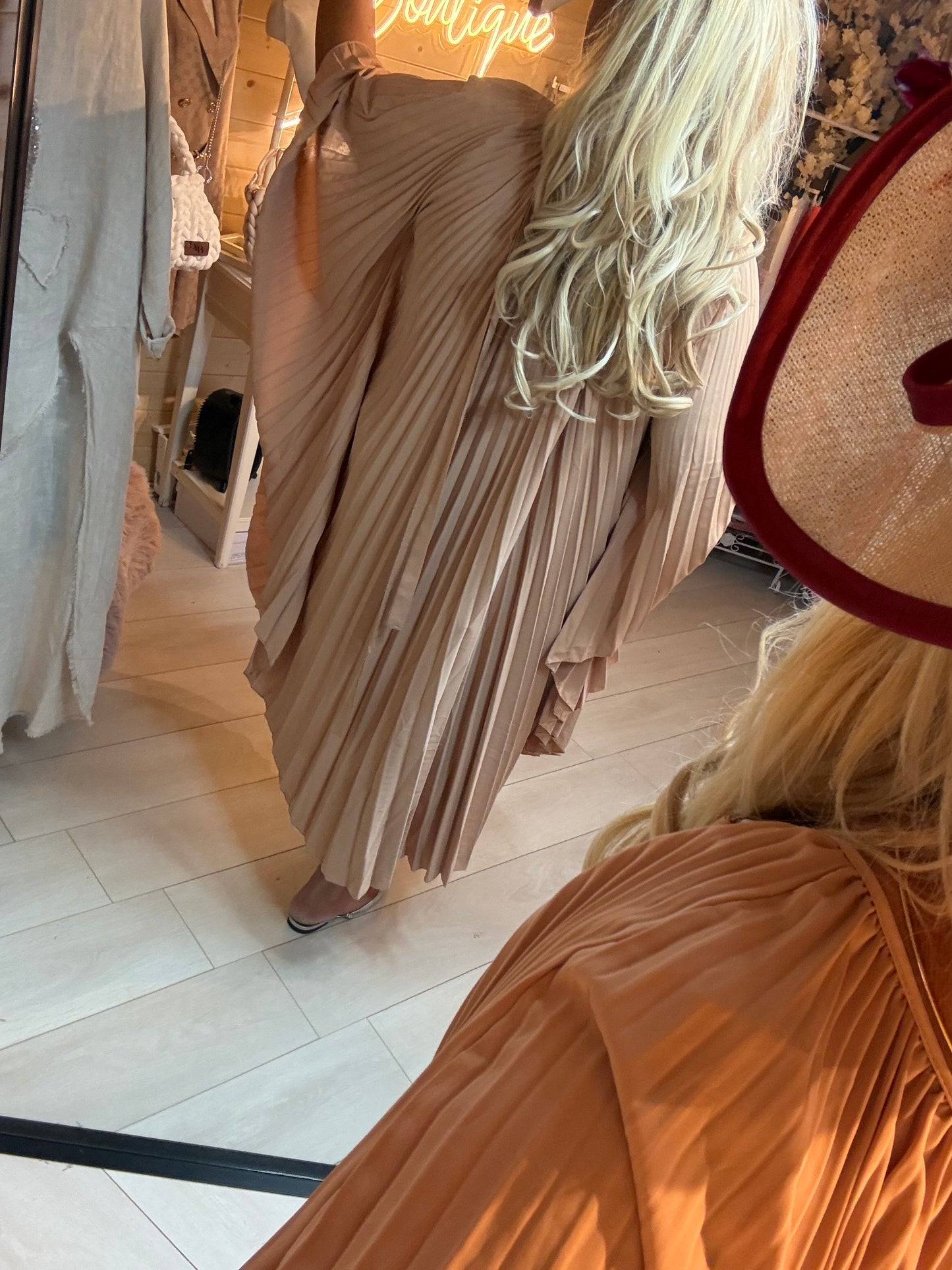 Ascot Mink Pleated Angel Sleeve Maxi Dress | One Size 8-22