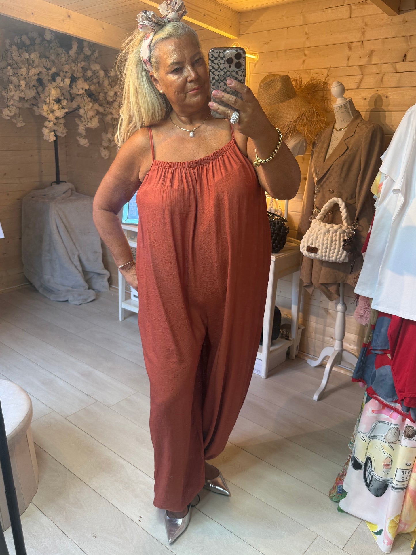 Roma Spaghetti Strap Relaxed Jumpsuit One Size 8-20