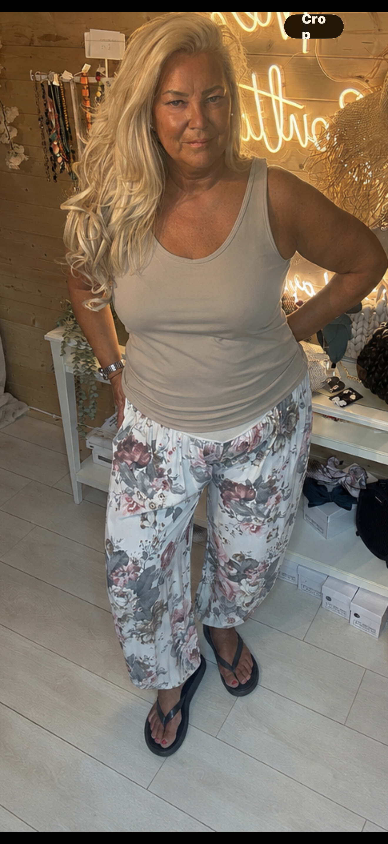 Peony Floral Print Harem Trousers One Size 8-18