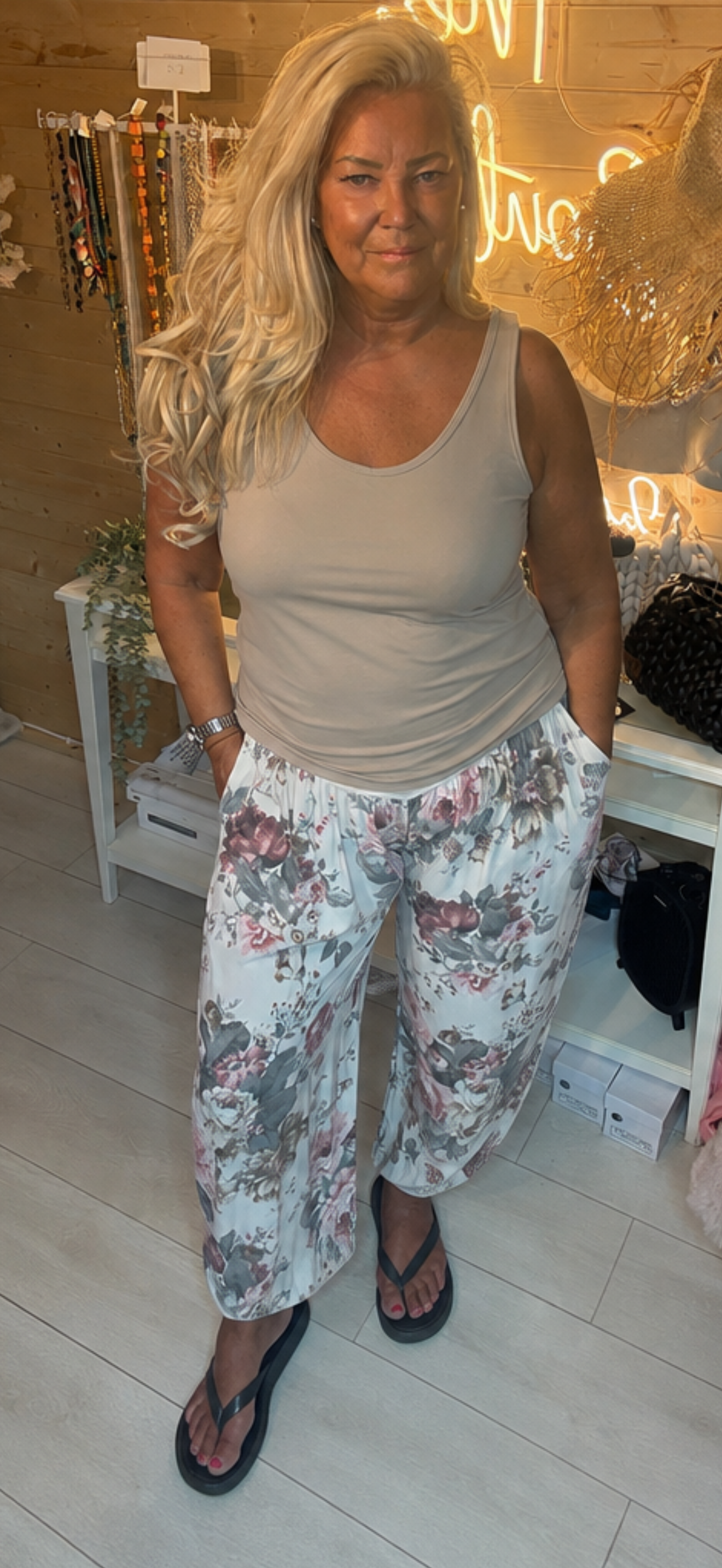 Peony Floral Print Harem Trousers One Size 8-18