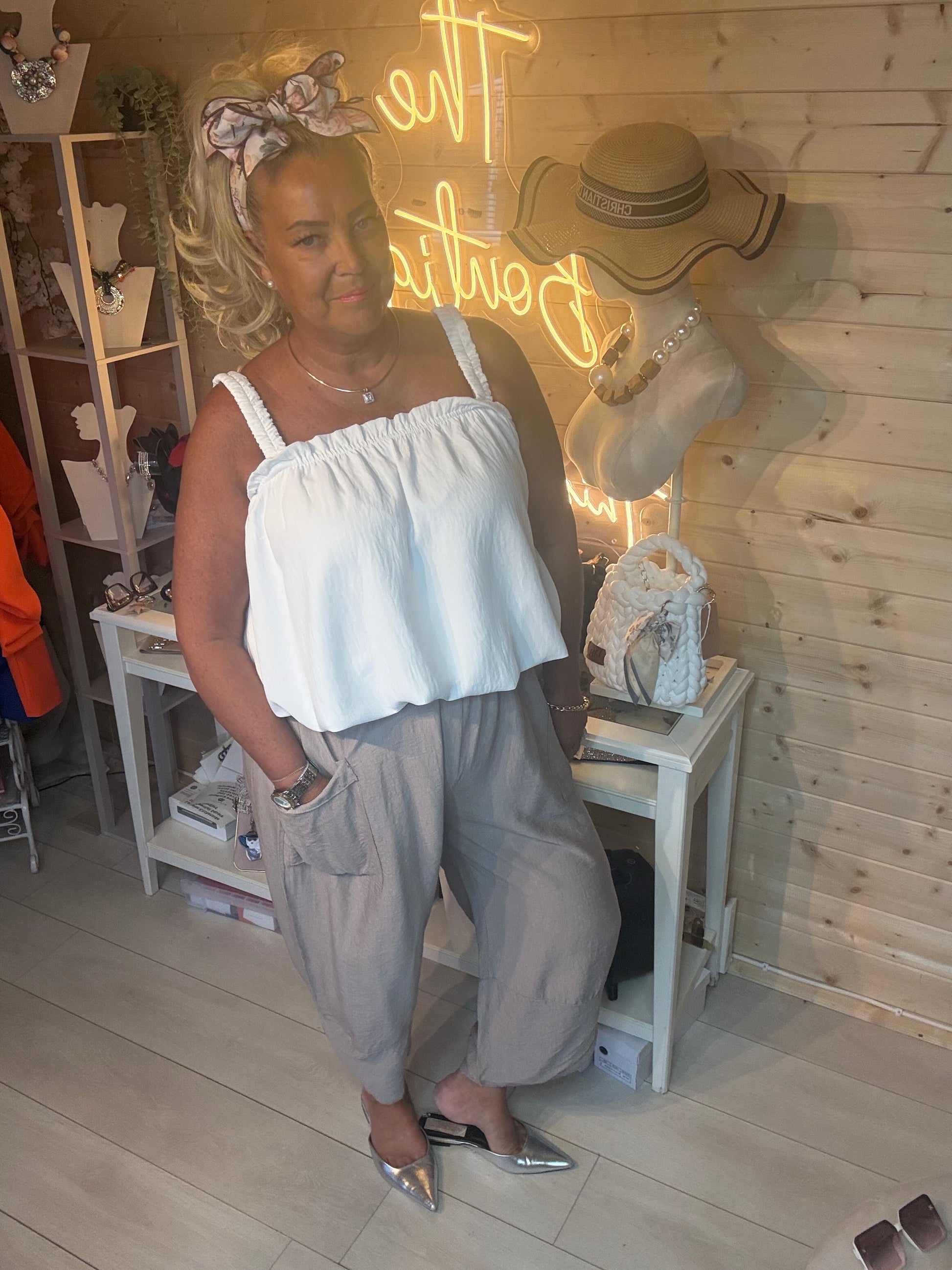Cannes women's barrel leg trousers in electric blue – one size 12-22 – The Ultimate Ladies Boutique