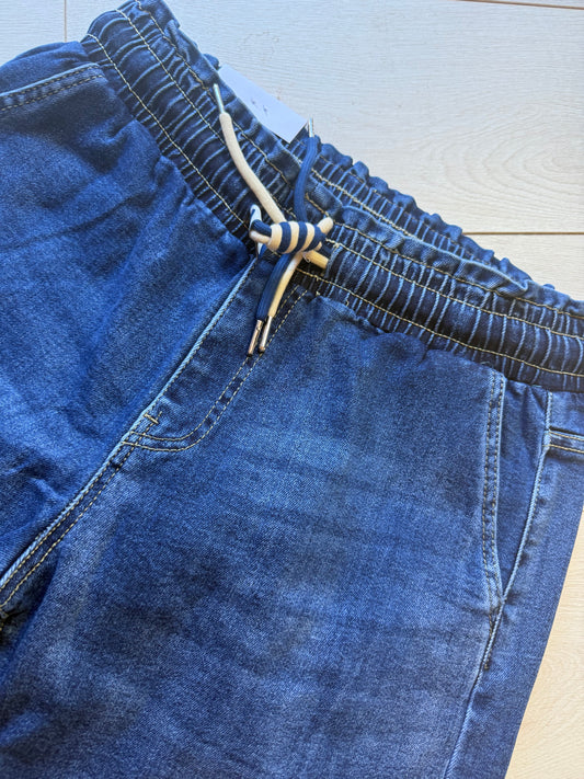 Milan dark wash barrel leg jeans styled with Rosa sequin floral jumper