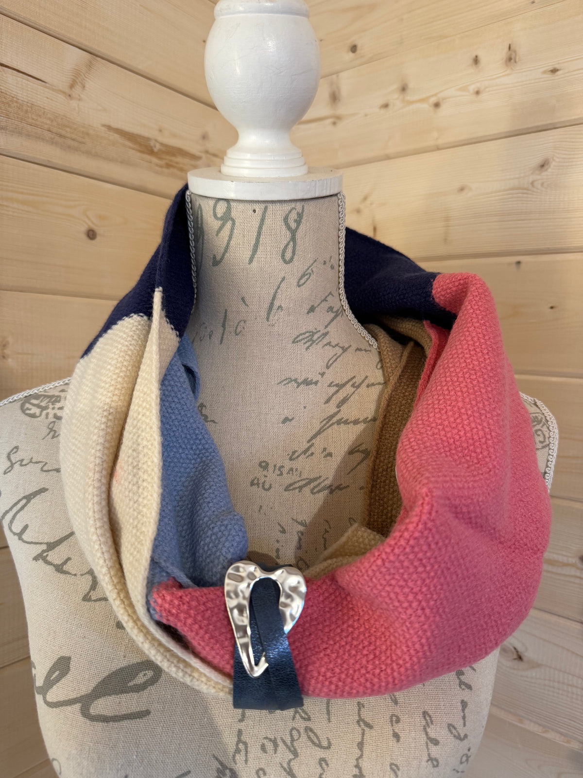 Adore double-wrap scarf with heart jewel detail
