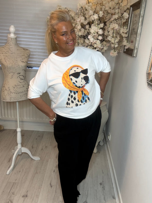 Dog 2 T-Shirt with Lace Trim