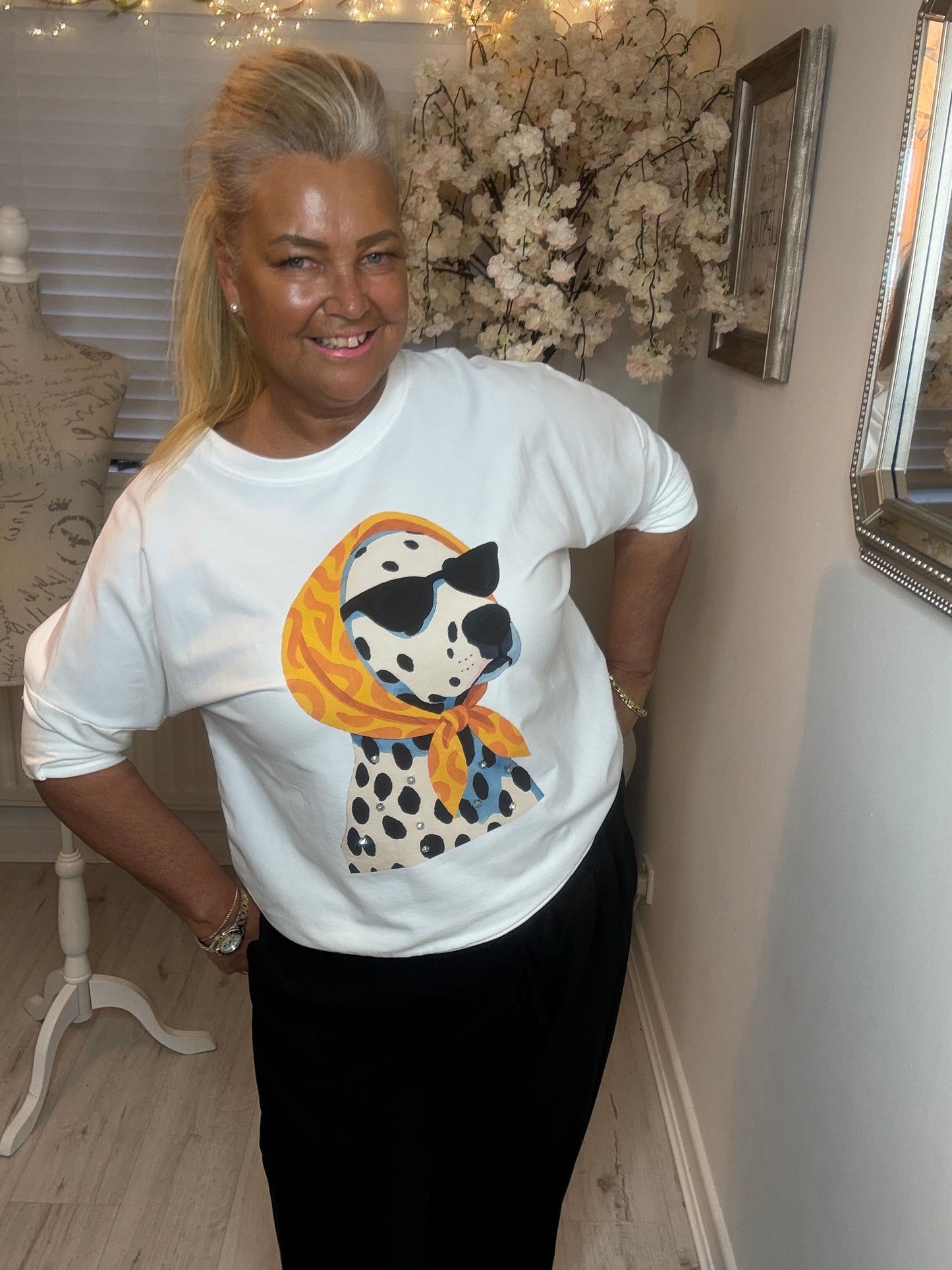 Dog 2 T-Shirt with Lace Trim