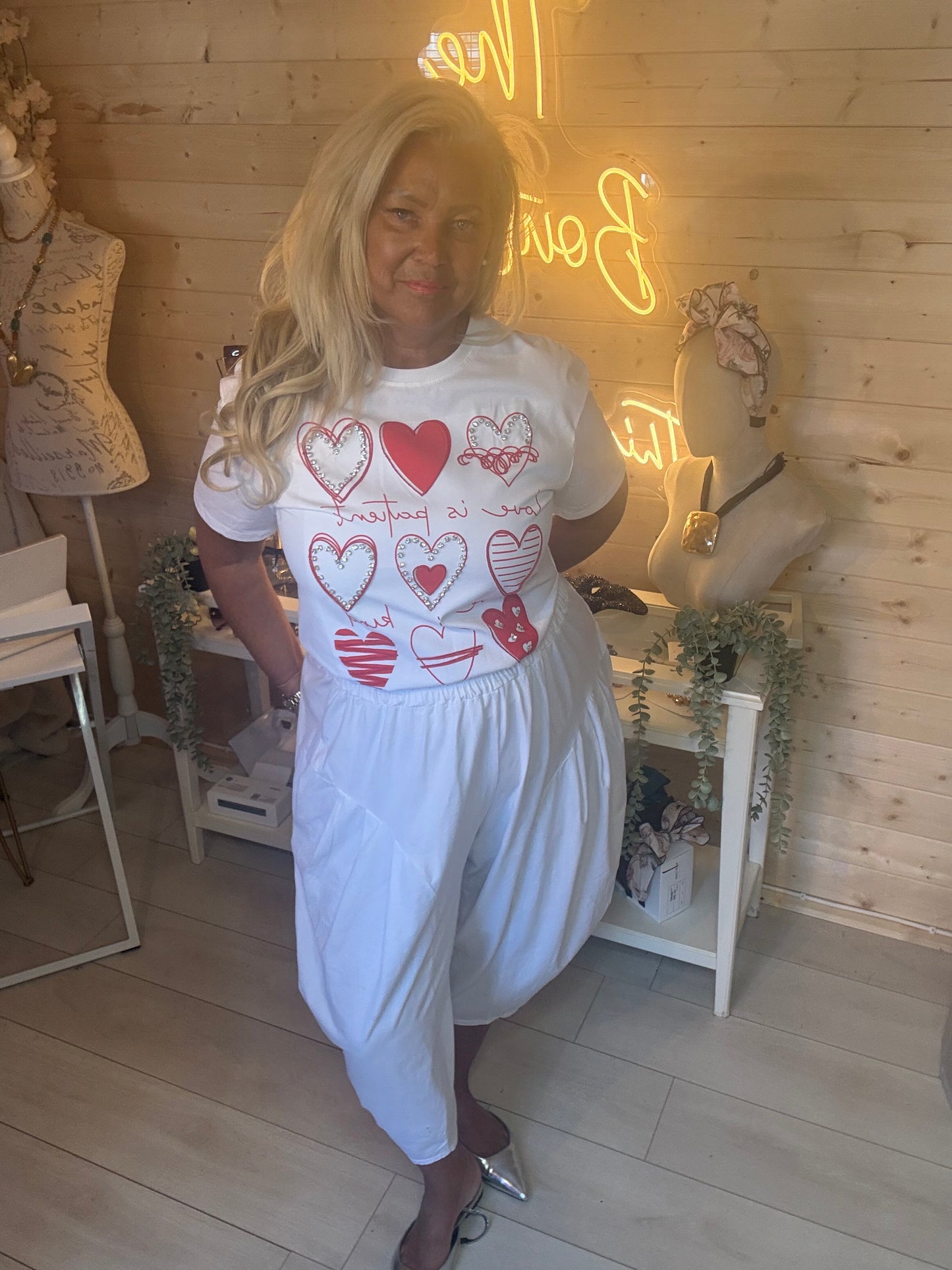 Heart Embellished  T Shirt