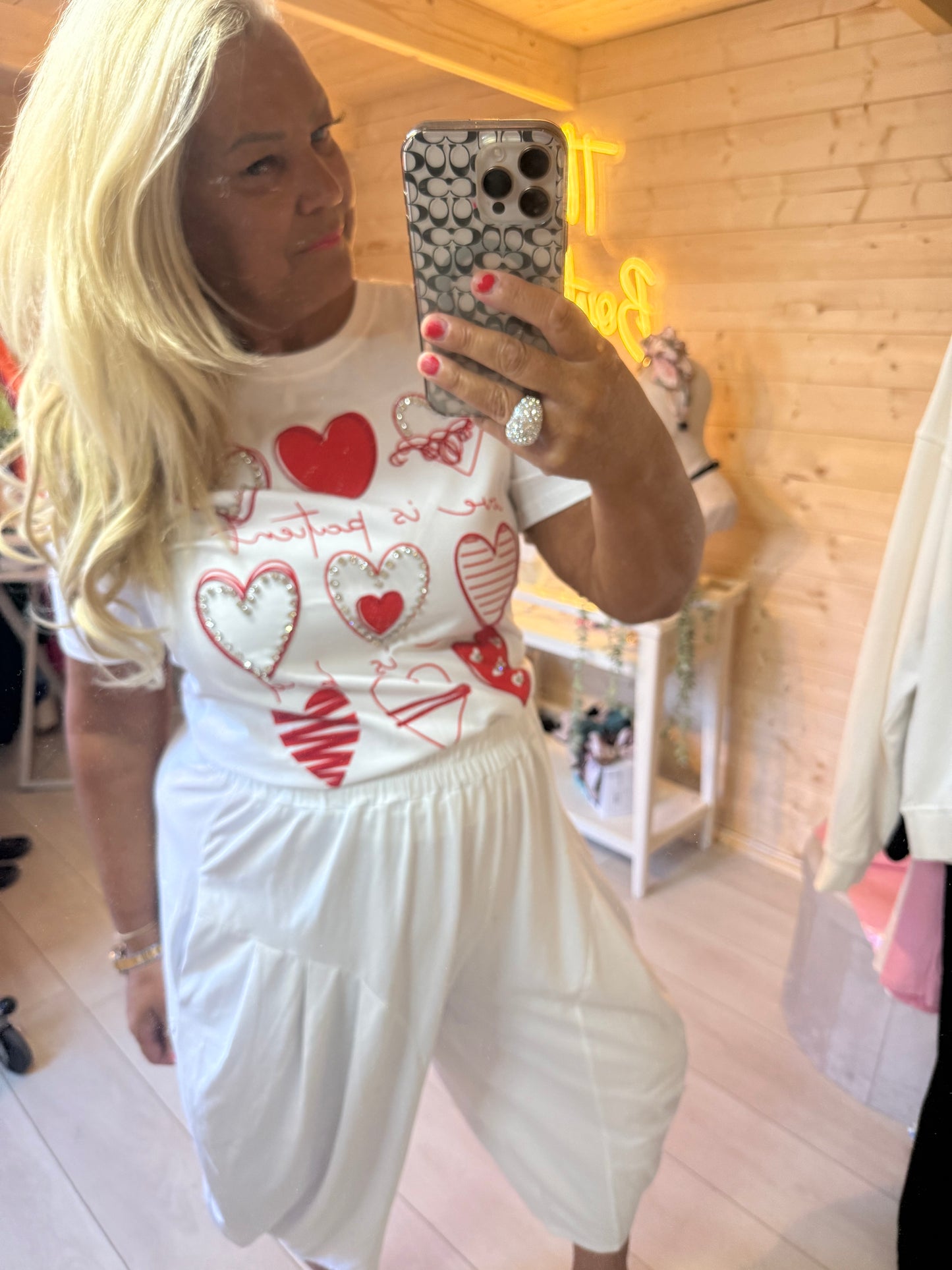 Heart Embellished  T Shirt