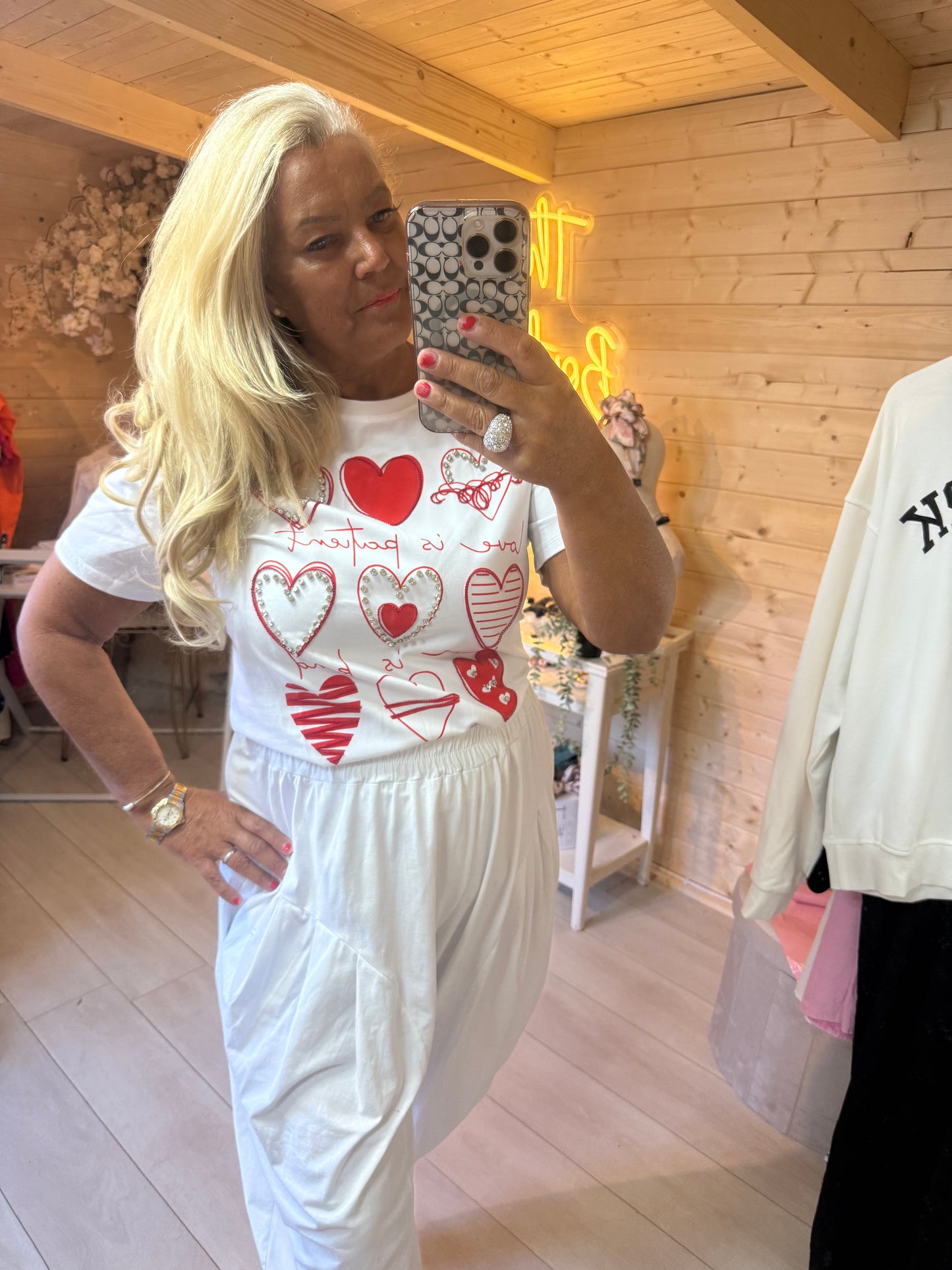 Heart Embellished  T Shirt