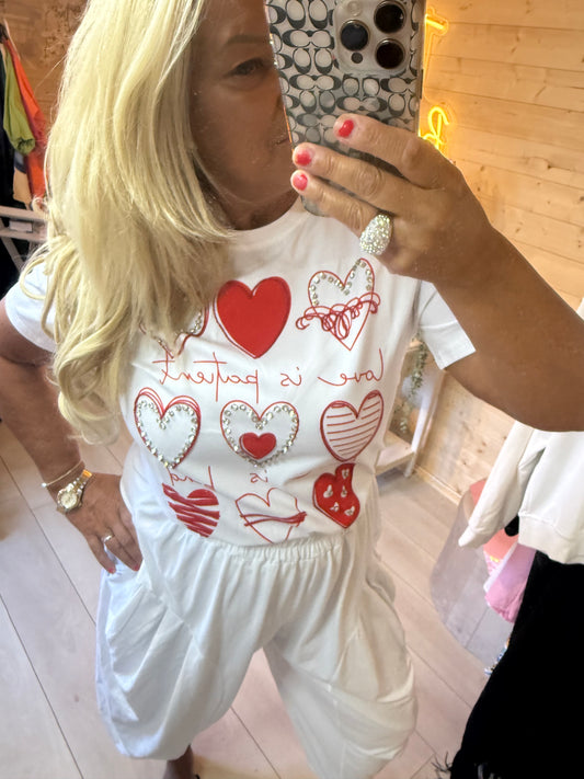 Heart Embellished  T Shirt