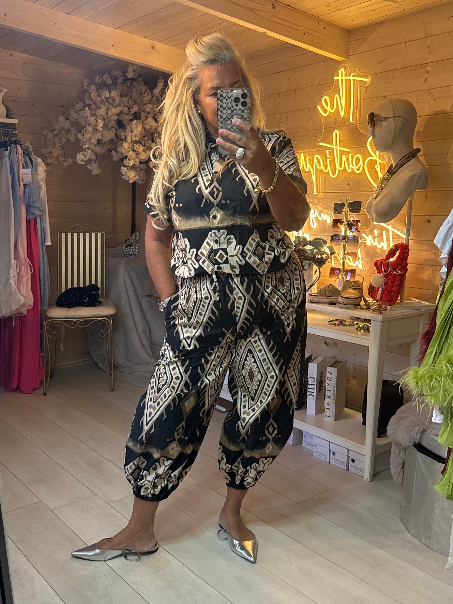 Aztec Gold Short Sleeve Shirt Top | One Size 8-16